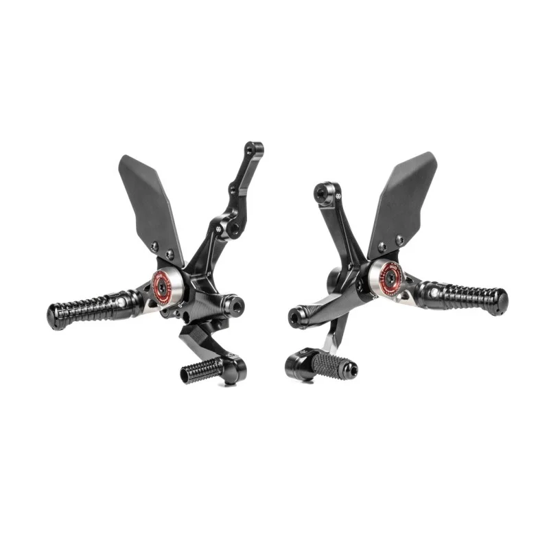 Spedito Oggi Pedane arretrate in alluminio nero Gilles Tooling D03-B per Ducati Streetfighter V2/S dal 2022