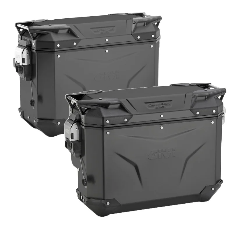 Economico Givi OBKEV3733BPACK2 Coppia valigie 37/33 litri Trekker Outback Evo Nero + SLR105