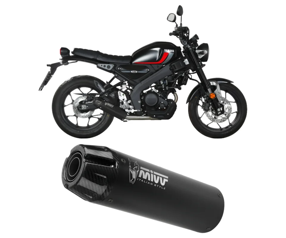 Scarico Completo Mivv HR-1 Inox Nero fondello Carbonio lungo per YAMAHA XSR 125Modelli dal 2022 al 2024 Y.075.LH1BG Offerta Lampo