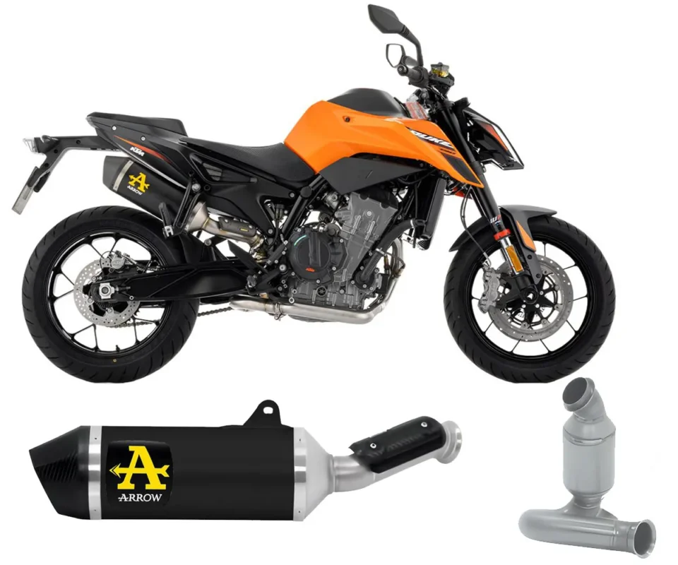 Terminale di Scarico Race-Tech Alluminio Dark + Raccordo centrale Arrow per KTM 790 DUKEModelli dal 2025 al 2026 77511AKN + 71719MIR Promo Stagionale