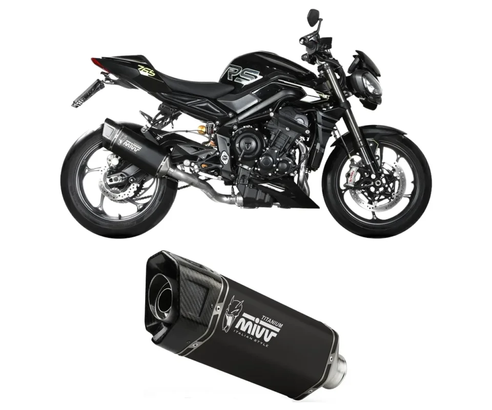 Scarico Completo Mivv SR-1 Titanio Nero per TRIUMPH STREET TRIPLE 765 R/RSModelli dal 2025 al 2026 T.030.KR1TB Promo Stagionale
