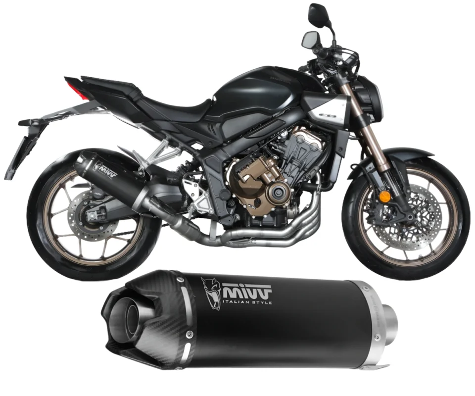 Saldi Scarico Completo MIVV AK-1 INOX NERO CON COPPA CARBONIO per HONDA CB 650 RModelli dal 2024 al 2026 H.094.LZK