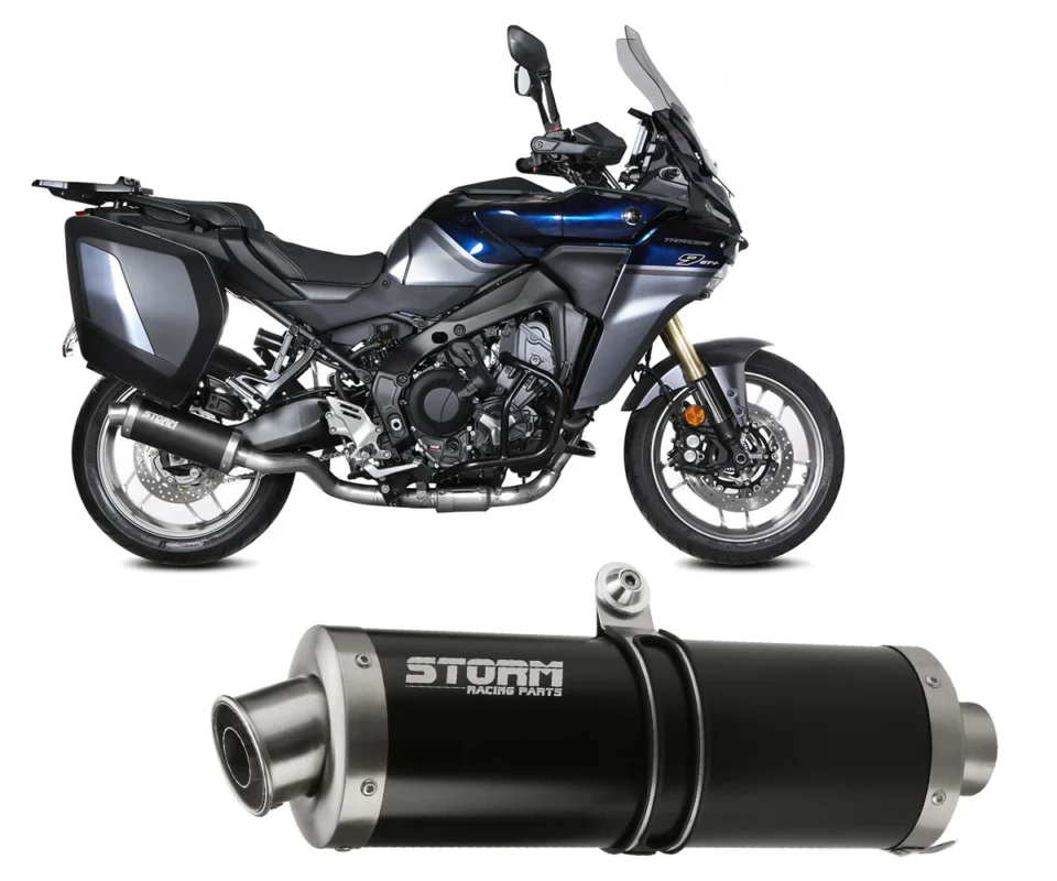 Spedito Oggi Impianto Completo di Scarico Oval Storm by Mivv Acciaio Inox Nero per Yamaha Tracer 9Modelli dal 2025 al 2026 74.Y.081.LX1B