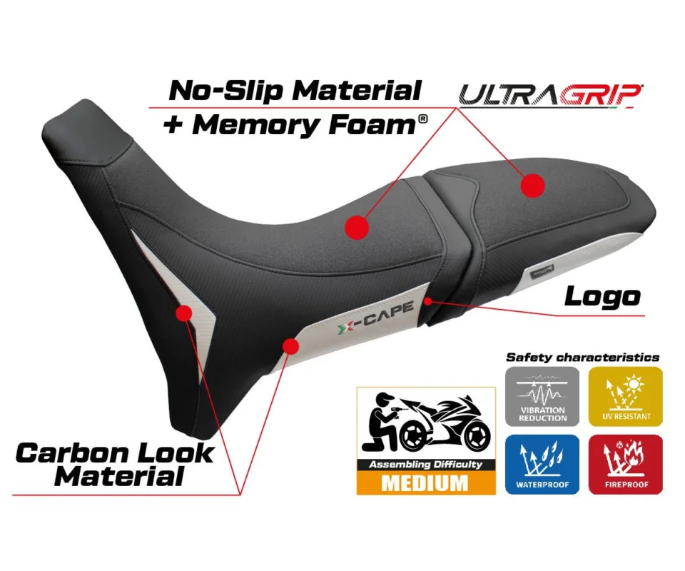 Rivestimento sella Rieti Ultragrip Comfort System Bianco WH + logo Tpz compatibile per MOTO MORINI X-CAPE 700Modelli dal 2025 al 2026 MMXC70RC-WH-1 Prezzo Di Fabbrica