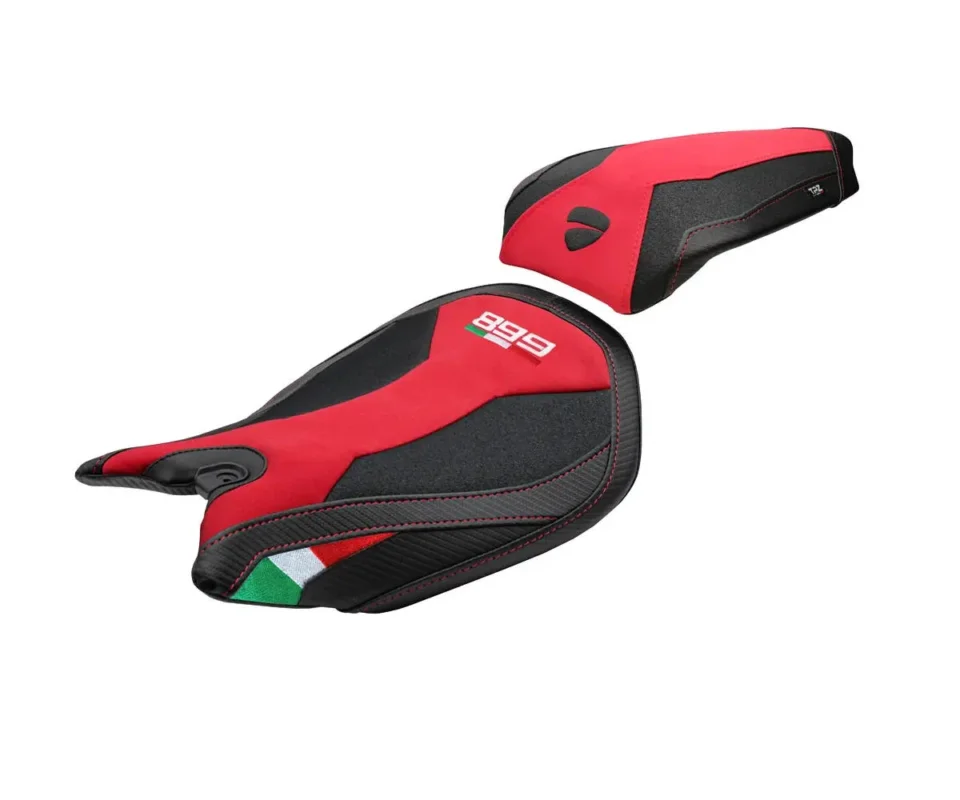Occasione Rivestimento sella Ordona Velvet Ultragrip Rosso trico RTR + logo Tpz compatibile per DUCATI PANIGALE 899Modelli dal 2013 al 2015 DUP899OVU-RTR-1