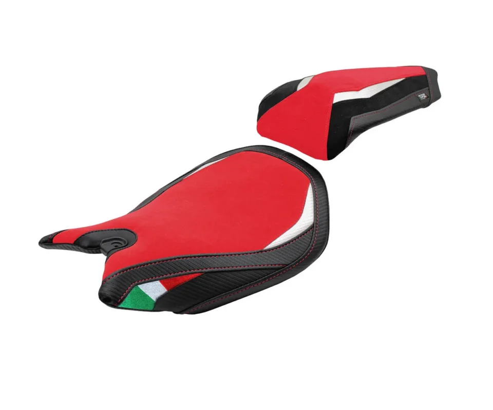 Rivestimento sella Pesaro Velvet Rosso trico RTR Tpz compatibile per DUCATI PANIGALE 1199Modelli dal 2011 al 2015 DUP119P-RTR-2 Professionale