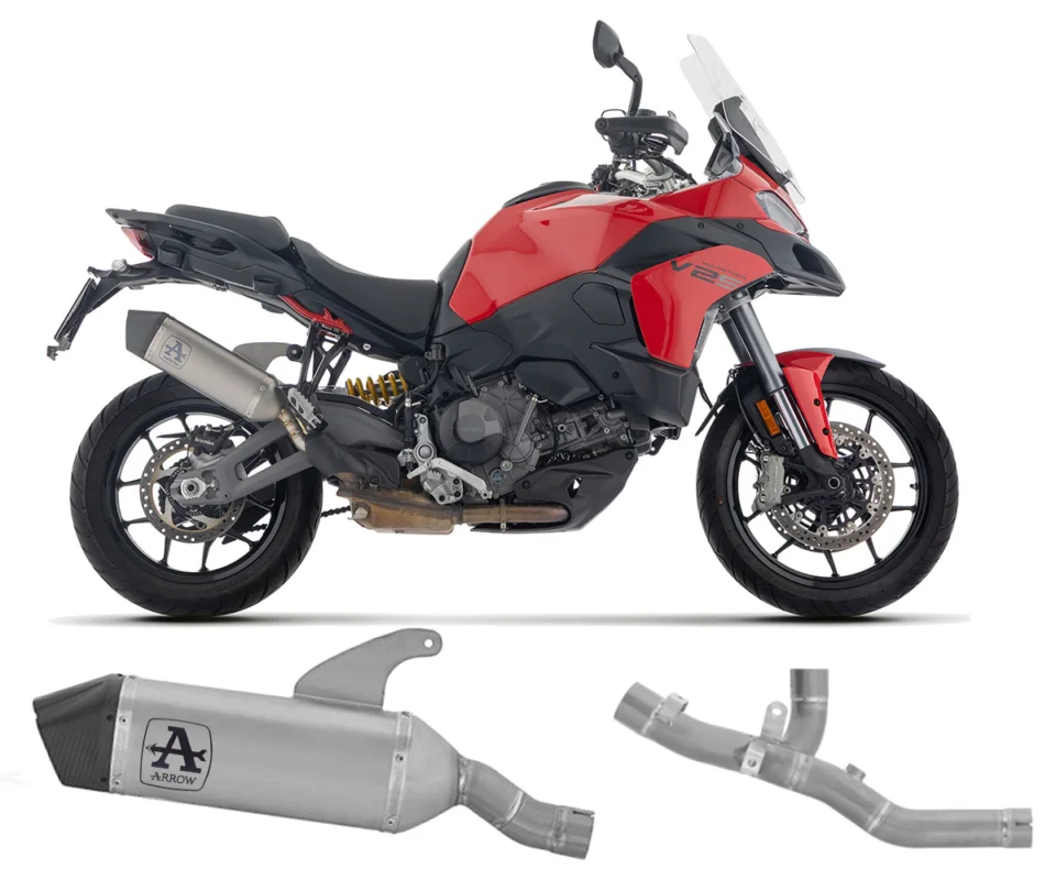 Spedizione Gratuita Terminale di scarico Arrow Veloce in titanio + Raccordo centrale acciaio per Ducati Multistrada V2 / SModelli: 2025 72032VL + 71809MI