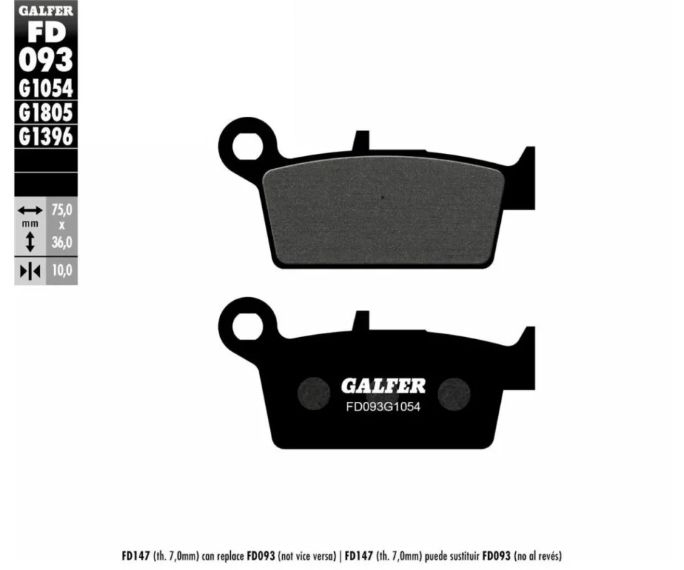Galfer Pastiglie Freno Posteriore KAWASAKI D 250 TRACKERModelli: 2003 FD093 FD093G1054 Reso Gratuito