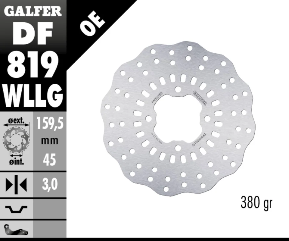 Quantità Limitata Galfer Disco Freno Posteriore WAVE FIXED FULL TYPE 159.5x3mm RACING TRIAL BETA EVO 250 4T MY12Modelli: 2012 DF819WLLG