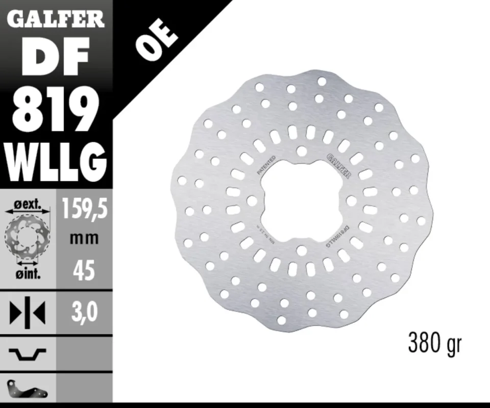 Galfer Disco Freno Posteriore WAVE FIXED FULL TYPE 159.5x3mm RACING TRIAL BETA EVO 200 MY12Modelli: 2012 DF819WLLG Direttamente Dal Produttore