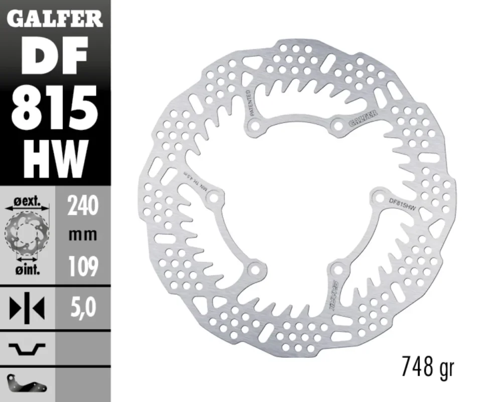 Galfer Disco Freno Posteriore SHARK FIXED 240X5MMBETA 250 RR 2T ENDUROModelli: 2012 DF815HW Più Venduto