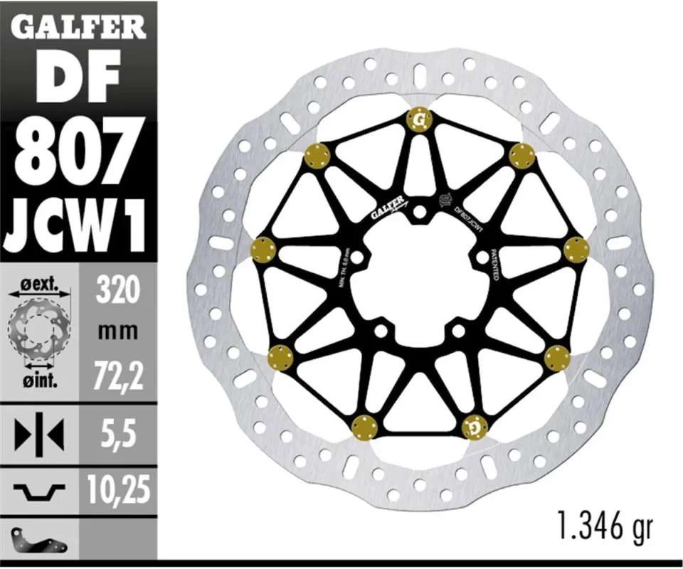 Direttamente Dal Produttore Galfer Disco Freno Anteriore WAVE FLOATECH RACING 320X5.5MM DUCATI MULTISTRADA 1200 STModelli dal 2010 al 2014 DF807JCW1G03