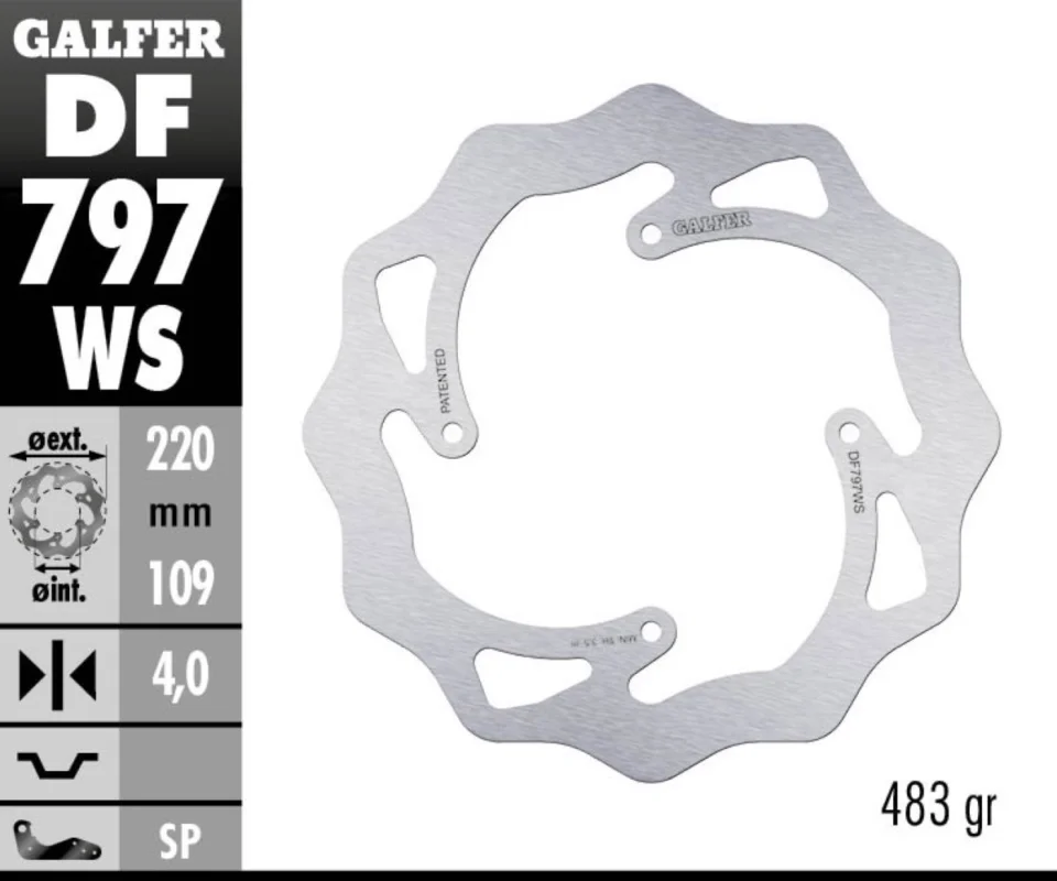 Non Perdere Galfer Disco Freno Posteriore WAVE FIXED OVERSIZE 220x4mm KTM FREERIDE E-EXCModelli: 2018 DF797WS