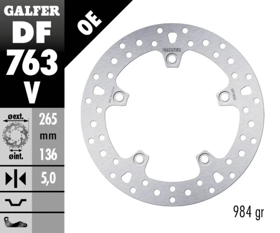 Scelto Dai Clienti Galfer Disco Freno Posteriore ROUND FIXED 265x5mm BMW F 800 RModelli: 2015 DF763V