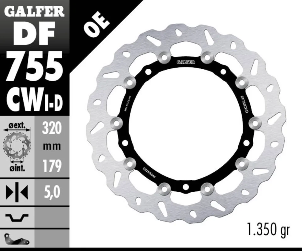 Economico Galfer Disco Freno Anteriore WAVE FLOATING COMPLETE RIGHT (C. ALU.) 320x5 BMW S 1000 XR SPORTModelli: 2022 DF755CWD