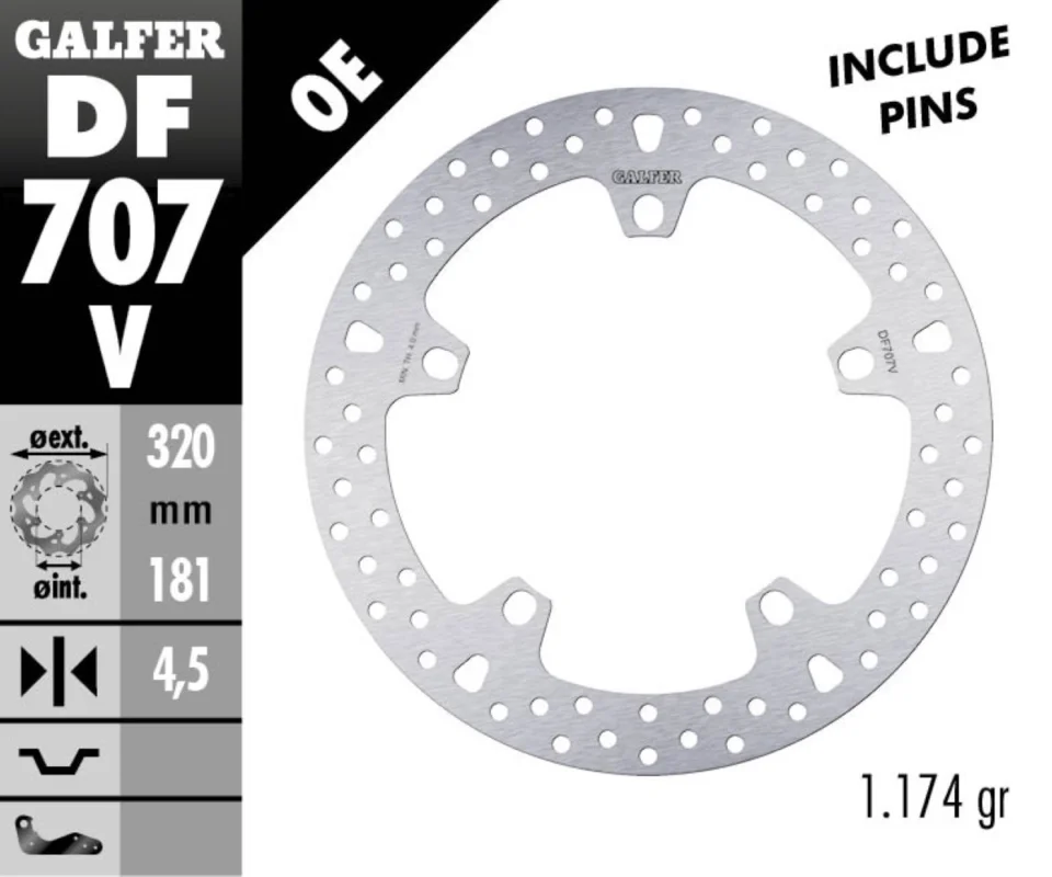 Galfer Disco Freno Anteriore ROUND FIXED 320x4.5mm INDIAN MOTORCYCLE FTR R CARBONModelli dal 2021 al 2026 DF707V Più Venduto