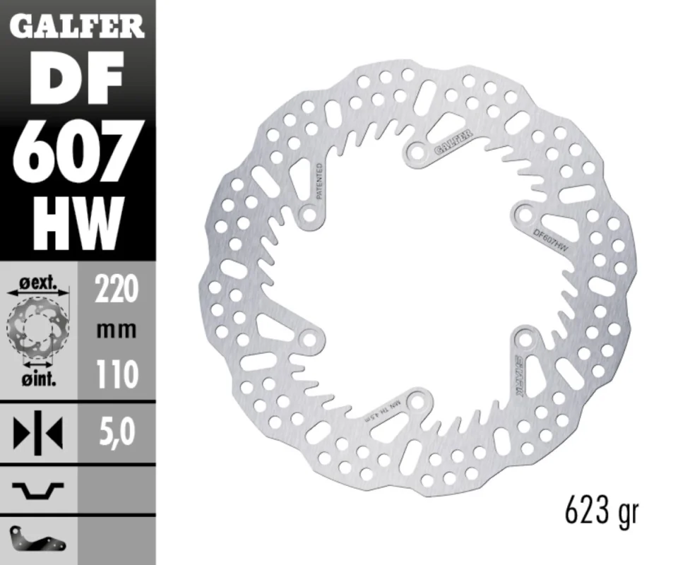 Più Venduto Galfer Disco Freno Posteriore SHARK FIXED 220X5MMKTM 525 MXCModelli: 2004 DF607HW