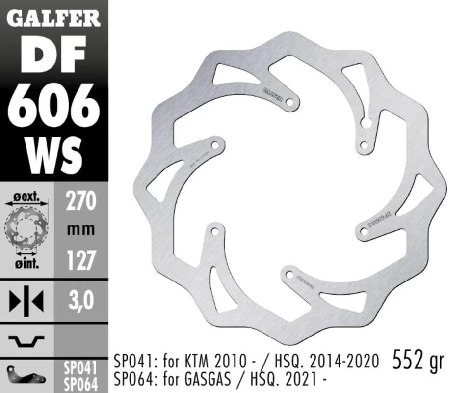 Galfer Disco Freno Anteriore WAVE FIXED OVERSIZE 270x3mm HUSABERG 250 FEModelli: 2013 DF606WS Quantità Limitata