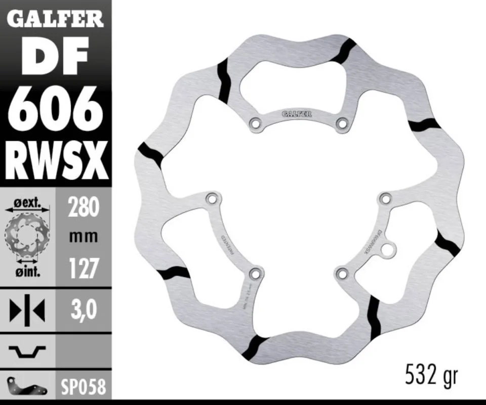 Galfer Disco Freno Anteriore WAVE FIXED GROOVED OVERSIZE 280x3mm KTM 530 XC / WModelli: 2008 DF606RWSX Pagamento Sicuro
