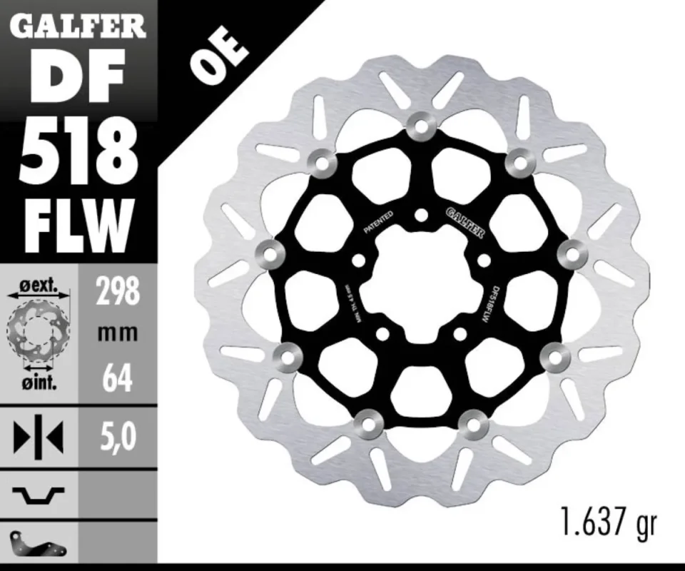 Offerta Lampo Galfer Disco Freno Anteriore WAVE FLOATING (C. STEEL) 298x5mm INDIAN MOTORCYCLE SCOUT BOBBERModelli dal 2018 al 2021 DF518FLW