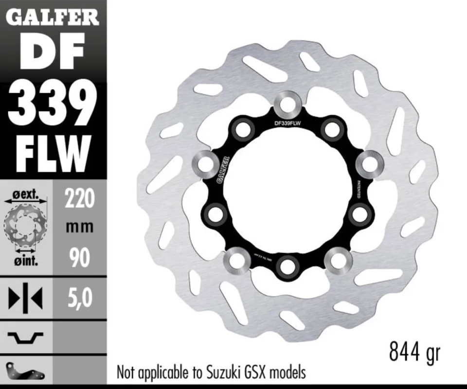 Galfer Disco Freno Posteriore WAVE FLOATING (C. STEEL) 220x5mm SUZUKI GSX R 750Modelli dal 2008 al 2010 DF339FLW Ultima Occasione