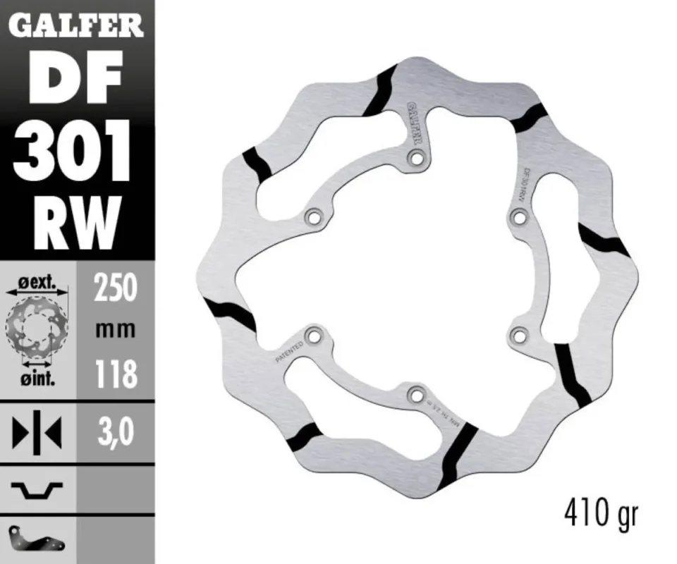 Vendita Finale Galfer Disco Freno Anteriore WAVE FIXED GROOVED 250x3mm YAMAHA YZ 250Modelli dal 2008 al 2017 DF301RW