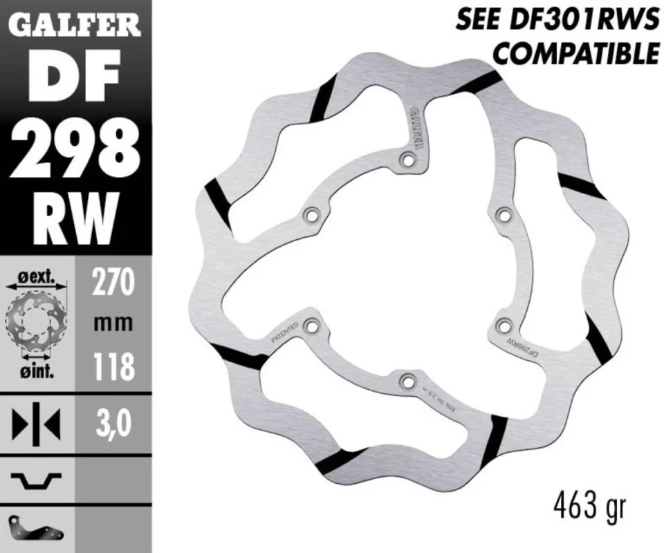 Non Perdere Galfer Disco Freno Anteriore WAVE FIXED GROOVED 270x3mm YAMAHA YZ 250Modelli dal 2018 al 2021 DF298RW