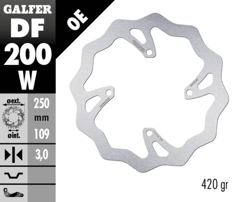 Galfer Disco Freno Anteriore WAVE FIXED 250x3mm KAWASAKI KXE 450 FModelli: 2006 DF200W Offerta Speciale