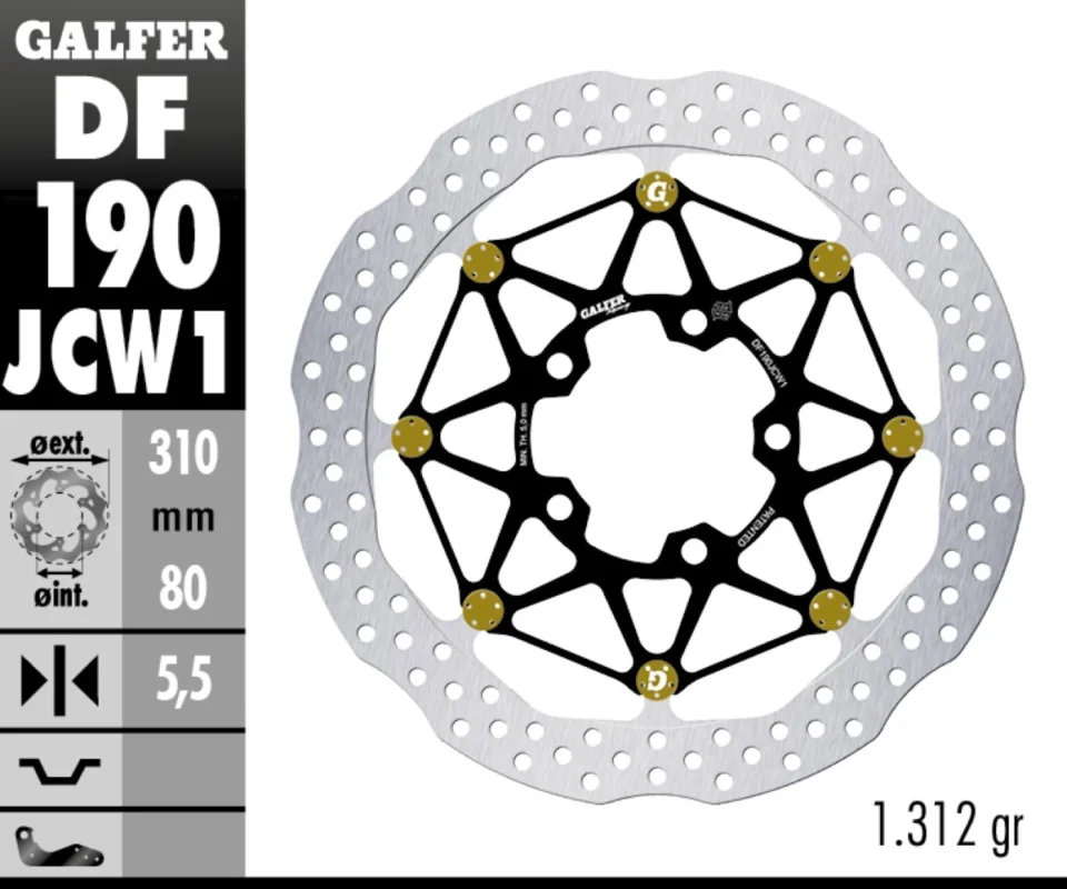 Galfer Disco Freno Anteriore WAVE FLOATECH RACING 310X5.5MM KAWASAKI ZX-14 RModelli: 2006 DF190JCW1G03 Professionale