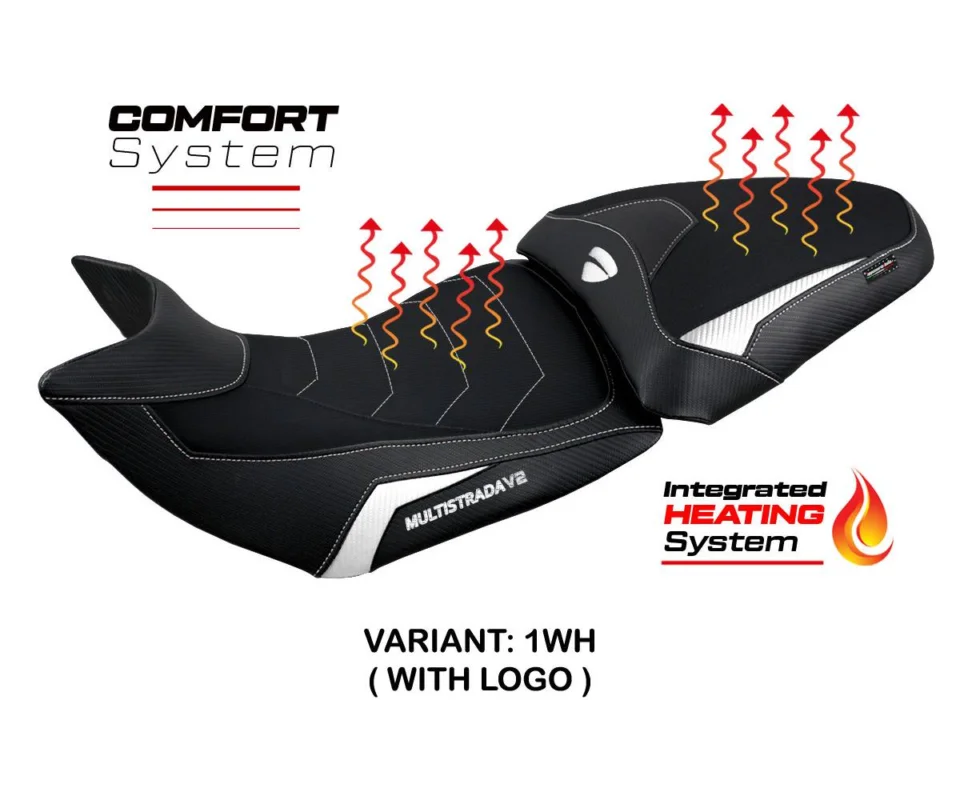 Rivestimento sella Heating Comfort System Bianco WH + logo TPZ Italia per DUCATI MULTISTRADA V2Modelli dal 2021 al 2023 DMLV2HC-1WH-1-HS Prezzo Basso