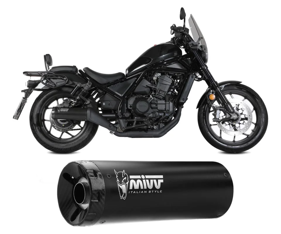Terminale Scarico MIVV HR-1 Inox Nero fondello in Carbonio Corto per HONDA CMX 1100 REBELModelli dal 2022 al 2024 H.092.LH1BC Esclusivo